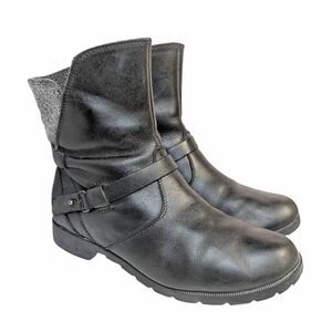 Teva De la Vina black leather waterproof distressed ankle Boots womens 7.5
